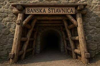 Vstup do bane v Banskej Štiavnici s drevenou výstužou