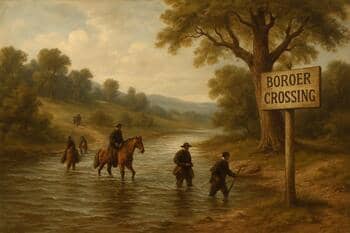 Brod na rieke používaný ako hraničný bod