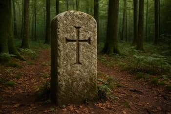 Hranicný kameň s vytesaným krížom