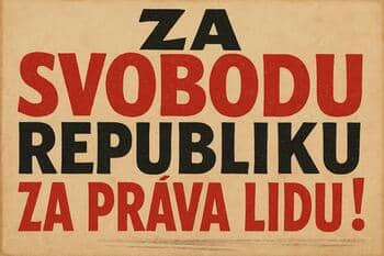 Dobový plagát z obdobia prvej republiky s výraznou typografiou