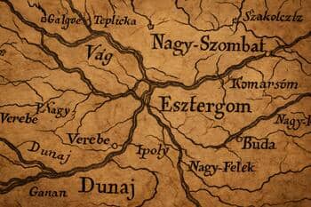 Fragment starej uhorskej mapy s riekami a cestami