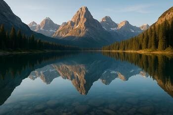 Pleso s odrazom štítov a ranným pokojom
