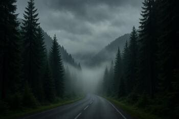 Priesmyk Šturec s nízkou hmlou medzi smrekmi