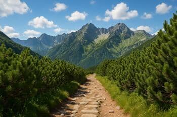 Chodník v Tatrách lemovaný kosodrevinou