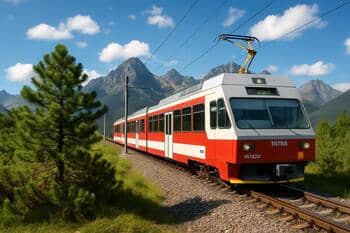 Tatranská električka na trati pri kosodrevine