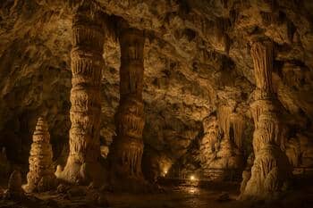Veľká sála v Belianskej jaskyni so stĺpmi