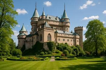 Bojnický zámok so záhradou a trávnikom