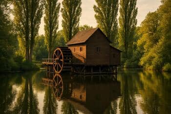 Vodný mlyn v Tomášikove v tieni topoľov