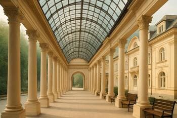 Kolonáda v Trenčianskych Tepliciach so sklenenou strechou